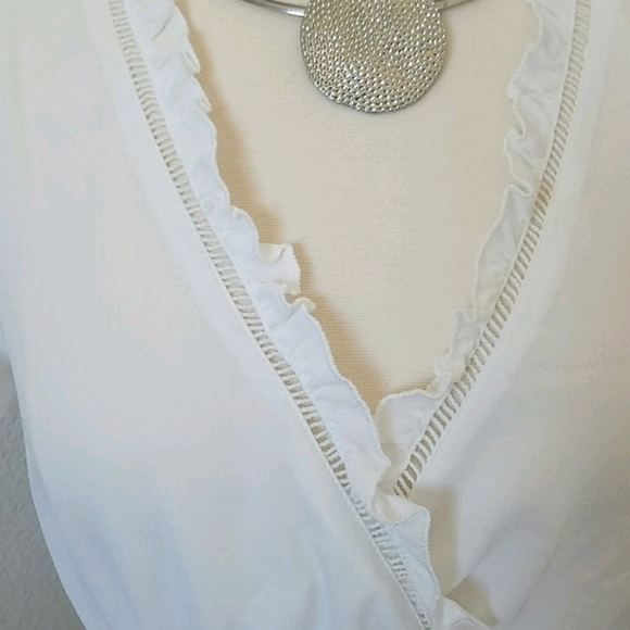 Ruffle Wrap Top Small White NWT - Picture 6 of 10